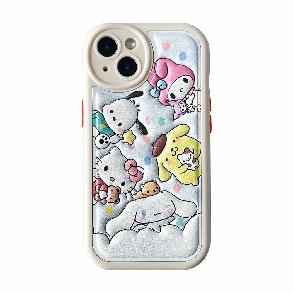 Cute Hello Kitty Sanrio Kuromi Cinnamoroll Luxury Leather Phone Case for IPhone