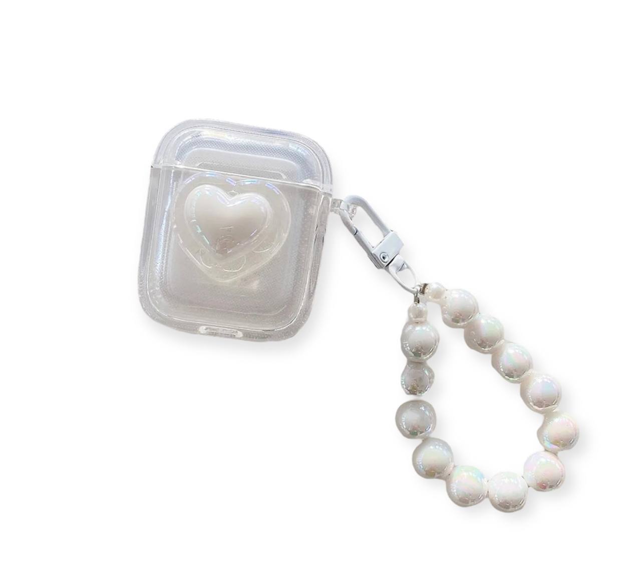 Simple Laser Pearl Heart Earphone Case for AirPods